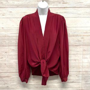 Lavender Brown Silk maroon Long Sleeve Blouse